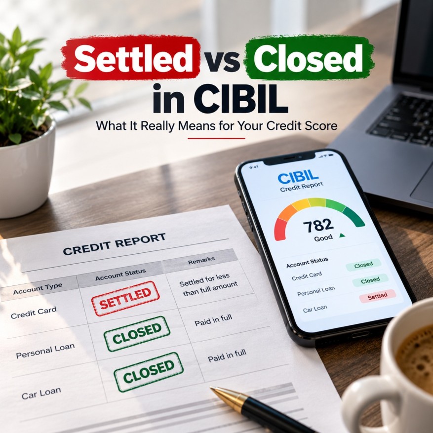 Closed vs Settled vs Written Off in CIBIL Report – Understand Credit Score Impact and Learn How to Rebuild Your Credit with Jora Capital